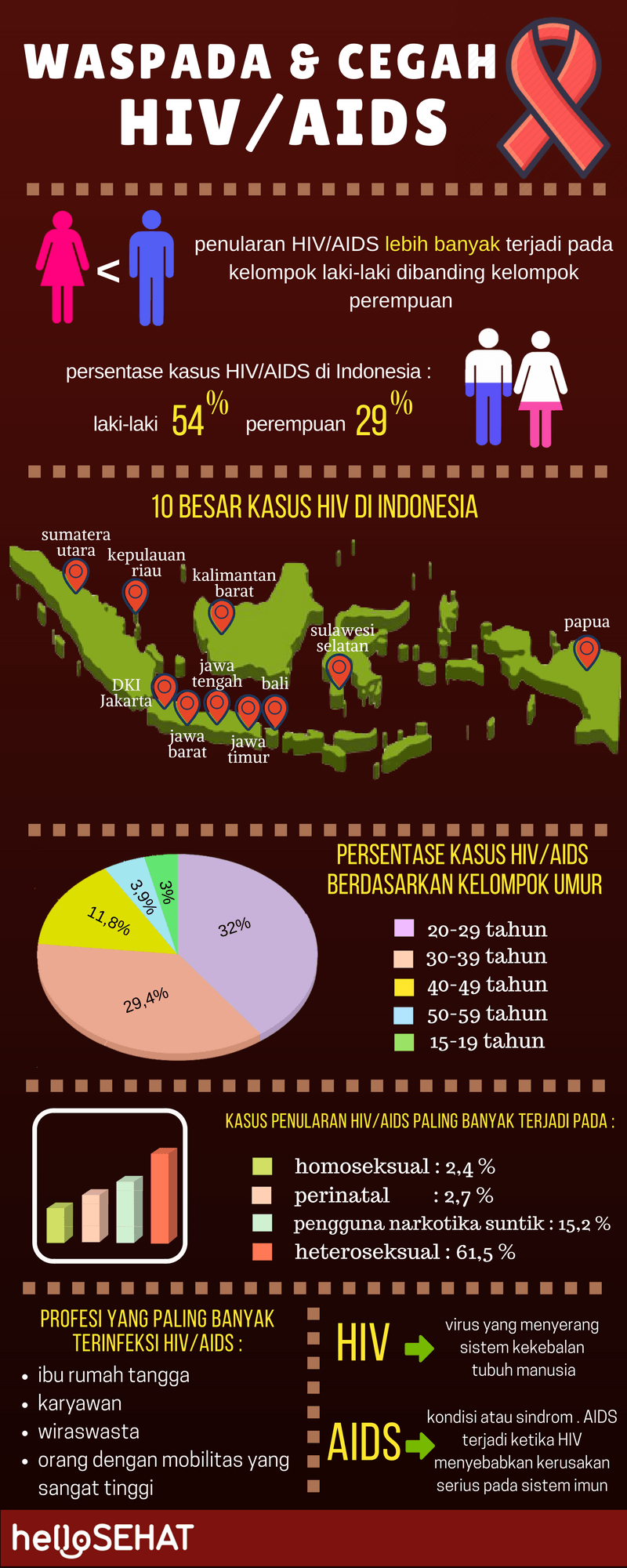 hallo gezonde hiv aids infographic in indonesië